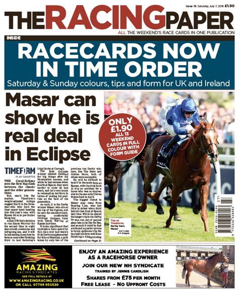 today's racecards in time order.